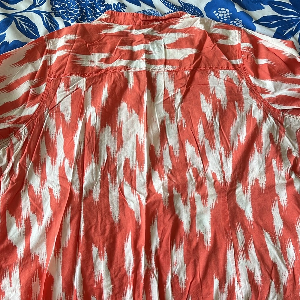 St John’s Bay 1X Coral and White Ikat Women’s Blouse - Picture 7 of 8